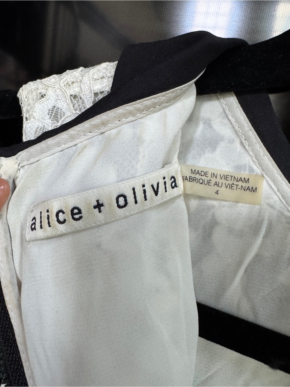 Alice + Olivia Black and White Lace Mini Dress - Picture 3 of 3